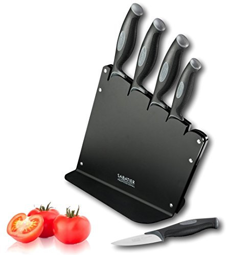 Sabatier Professional L’Expertise 6pc Revolving Knife Block Set – Chrome Molybdenum Stainless Steel, Finely Ground Razor-Sharp Blades, Ergonomic Soft Grip Handles.