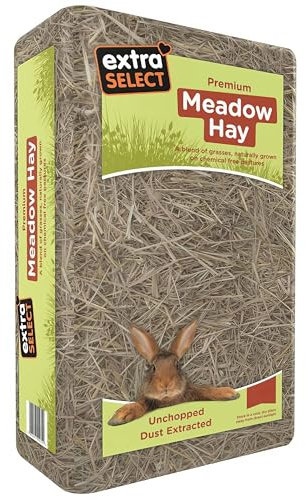 Extra Select Premium Meadow Hay for Small Animals - UK Sourced ideal Rabbit Food, Hay for Guinea Pigs, Hedgehogs, etc - 1kg