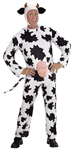 W WIDMANN MILANO Party Fashion - Disfraz de Gaia la vaca, mono con ubres, disfraz de animal, granja, corral, carnaval