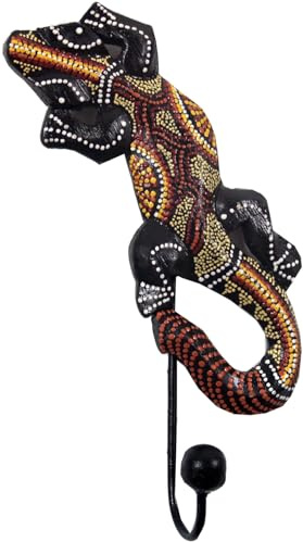 GURU SHOP Holz Kleiderhaken, Wandhaken - Gecko 6, 16x8x2 cm