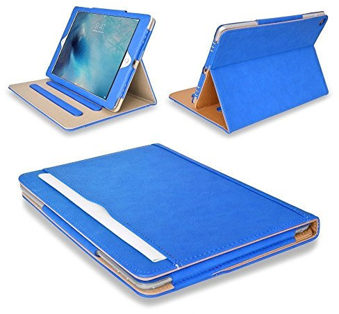 MOFREDA® Blue & Tan Apple iPad Air 2 (Launched Oct. 2014) Leather Case-MOFREDA®- Executive Multi Function Leather Standby Case for Apple New iPad Air 2 with Built-in magnet for Sleep & Awake Feature -- Independently Voted by The Daily Telegraph as #1 iPad Air 2 Case!, [Importado de Reino Unido]