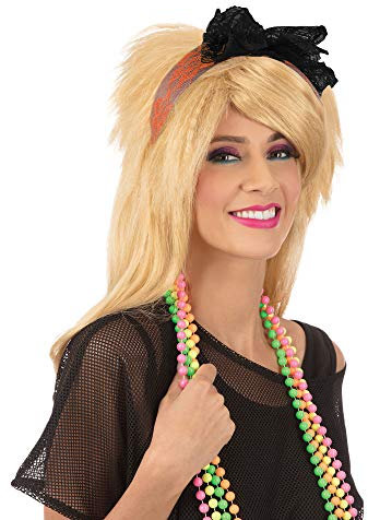 Bristol Novelty BA264 Spitzen-Stirnband, für Damen, Neonorange, 1980er-Jahre-Stil, Einheitsgröße Halloween