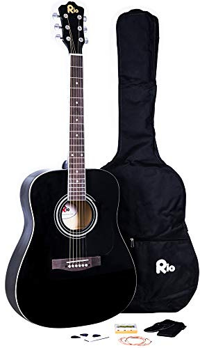 RayGar Guitare acoustique 4/4 avec cordes en acier Noir 104 cm