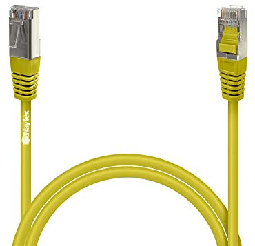 Waytex 32061 Câble Ethernet Réseau RJ45 Cat 5e FTP 100MHz Blindé couleur - Compatible PC, Routeur, Modem, Switch Consoles de jeux, TV, amplificateur réseau – 1m, Jaune