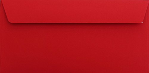 25 Din lang Briefumschläge Rosen Rot 11 x 22 cm mit Haftstreifen, Grammatur 120 g/m²