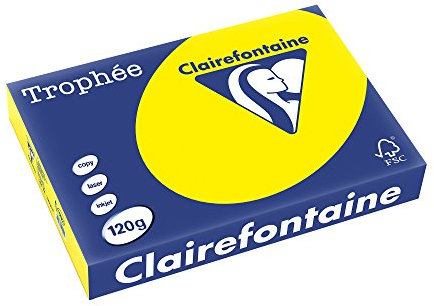Clairefontaine 1292C - Ries Druckerpapier / Kopierpapier Trophee, intensive Farben, DIN A4, 120g, 250 Blatt, Sonnengelb, 1 Ries