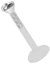 Modern Nature Piercing-Schmuck Lippenpiercing Teflon Labret Stecksystem Stahl 1,2 x 10 mm + Stein 2,0 mm in klar