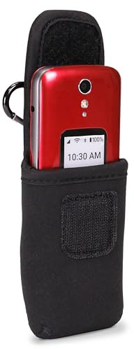 USA Gear Flip Custodia per Cellulare Custodia da Cintura Compatibile con Jitterbug Flip 2, Alcatel Go Flip, Nokia 2780 Flip, Tracfone TCL Flip 2 e Altro - Custodia per Telefono in Neoprene - Nero