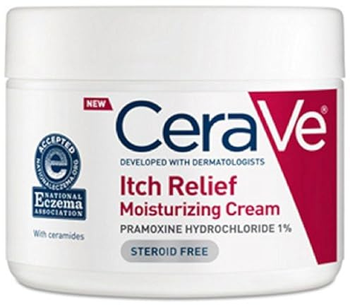 CeraVe Moisturizing Cream for Dry Skin Relief, 12 Ounce, Fragrance Free Cream with Pramoxine for Itch Relief