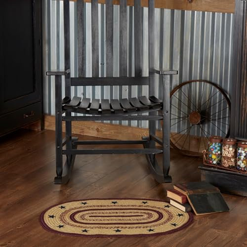 VHC Marken Potomac Jute Oval Schablone Sterne Teppich, Textil, beige, 20 Inches x 30 Inches