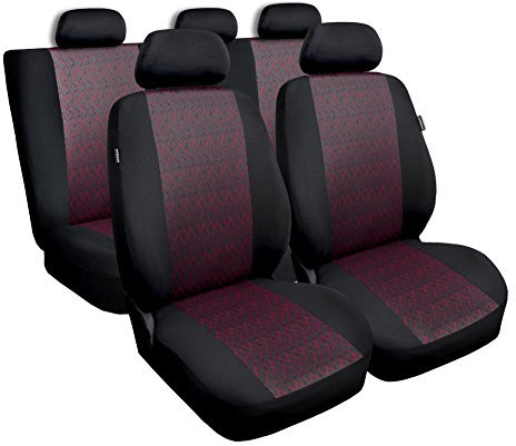 GSC Sitzbezüge Komplettset Sitzbezug fü r Auto, Universal Rot, Profi, kompatibel mit Ford Fiesta