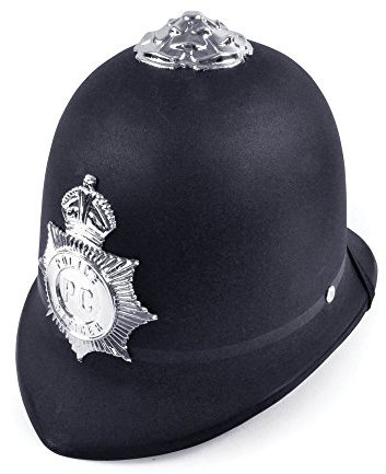 Bristol Novelty BH031 Halloween Britischer Polizeihelm, Hartplastik, Einfarbig, Black, Einheitsgröße Halloween