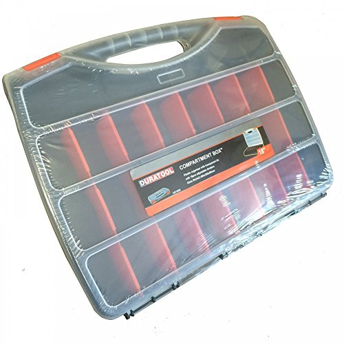DURATOOL D00415 4-24 Compartment Transparent Organiser Box with Removable Sections - 48mm x 235mm x 382mm