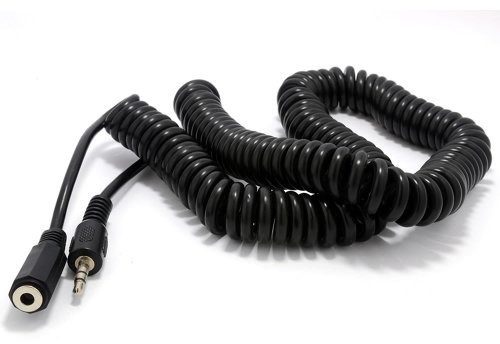 kenable COILED 3.5mm Stereo Jack to Socket Headphone Extension Cable Lead 5m [5 metres]