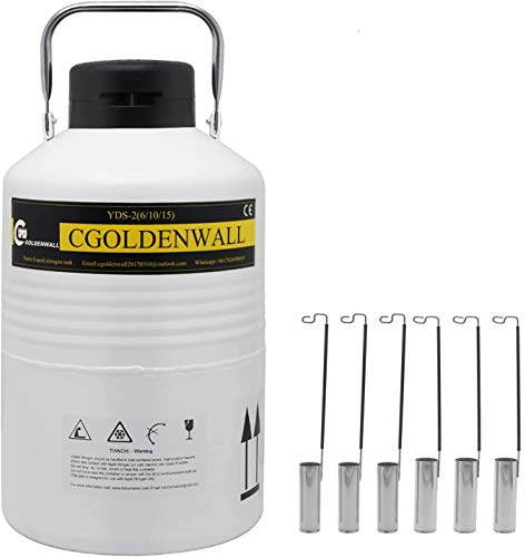 CGOLDENWALL Tanque de Nitrógeno Líquido 2L-30L Contenedor de Líquido Criogénico Portátil Recipiente de Aleación de Aluminio Frasco de Dewar (Capacidad: 3L)