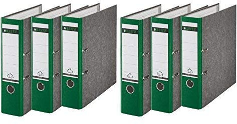 Leitz 1080 Qualitäts-Ordner 180A mit Schlitzen A4 Breit, 6 Stück im Sparpack (grün, 2)