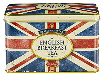 New English Teas Union Jack Tea Tin with 40 English Breakfast teabags