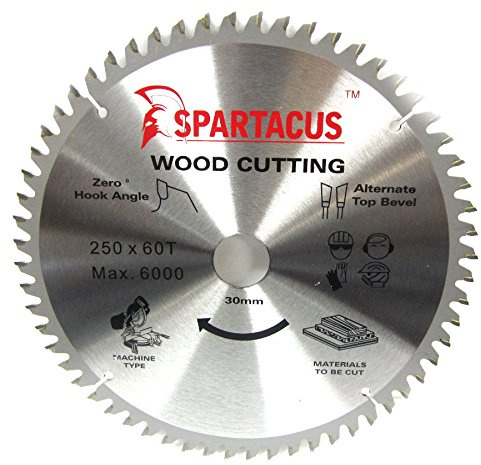 Spartacus 250mm Diameter x 60 Teeth x 30mm Bore Wood Cutting Mitre Chop Saw Blade