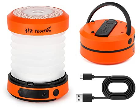 Thorfire LED Camping Lantern Lights Hand Crank USB Rechargeable Lanterns Collapsible Mini Flashlight Emergency Torch Night Light Tent Lamp for Camping Hiking Tent Garden Patio - CL01