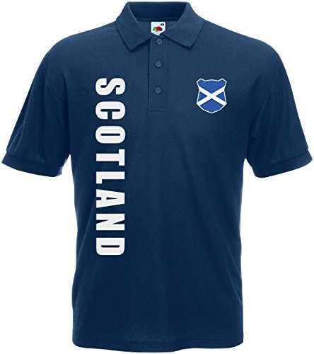 Schottland Scotland EM-2020 Polo-Shirt Wunschname Nummer Navyblau XL