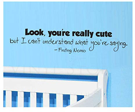 homemay PVC Wandtattoo Aufkleber Englisch Look Good Satz Nemo Schlafzimmer verziert Kinderzimmer greenwallpaper91.4 cm x20.3 cm, Matt Sliver, 91.4cm x20.3cm
