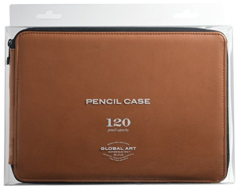 Speedball Art Products Aufbewahrungstasche aus echtem Leder für Bleistifte, Marker, Stifte und Kunstbedarf, für bis zu 120 Standard-Bleistifte, Antikbraun