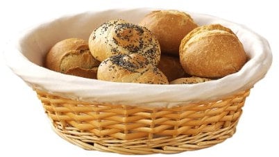 Premier Housewares Wicker Bread Basket with Cream Fabric Lining, 10 x 25 x 25 cm - Natural, Beige