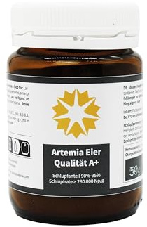 algova Artemia Eier 50g – A+ Qualität mit bis zu 95% Schlupfrate | Zuverlässige Artemia-Zucht mit Anleitung & Dosierhilfe – Lebendfutter für Fischbrut, Zierfische, Garnelen & Axolotl