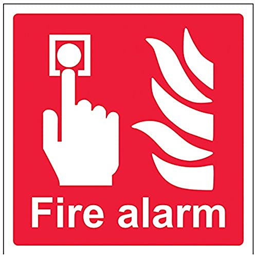 V Safety Fire Alarm Logo Sign - 150mm x 150mm - 1mm Rigid Plastic