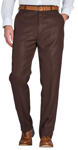 Chums Men's Smart Casual Trousers Men's Pants for Home Office Comfortable Fit Practical Pocket Design Formal Trousers for Men Brown 52W / 27L