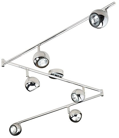MiniSun | Retro Adjustable 6 Way Eyeball Polished Chrome Ceiling Spotlight | LED Bulbs, Home Décor & Improvement Essential | Includes Bulb [Warm White] | Mains Wired