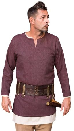 Burgschneider - Fischgrättunika Tyr - Bordeaux Grau (XL, für Damen & Herren, Wolle) Historisch - Early Medieval, Viking