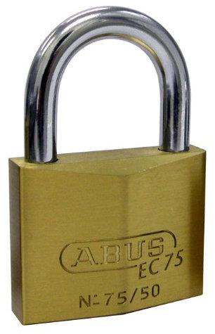 ABUS Hangschloss EC75/50 mit mit Wendeschlüsseltechnologie Messing, Schlosskörperbreite 50 mm