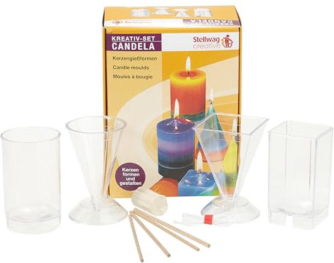 Mixed-Store 4 Kerzengießformen, Komplettset mit 4 Kerzengießformen, Zubehör und Anleitung, Kreativset, Kerzen gießen, Kerzen herstellen, Geschenkidee für Groß und Klein
