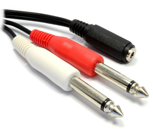 kenable Twin 6.35mm Mono Jack Plugs to 3.5mm Female Jack Socket 50cm 0.5m