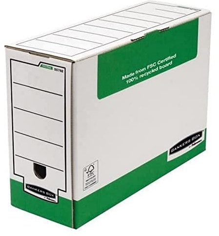 Bankers Box 120 mm Foolscap Transfer File - Green/White (Pack of 10)