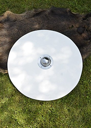 Battle-Merchant Wikinger Rundschild, Rohling aus Holz mit Stahlbuckel - Schild - Wikingerschild