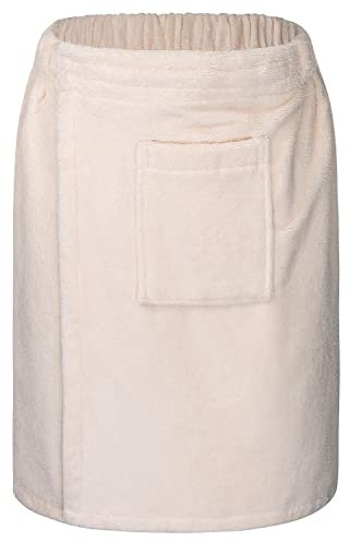 Floringo Luxus Saunakilt/Sauna-Kilt Twin-Star Herren mit Klettverschluss und aufgesetzter Tasche - Creme