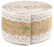 G2PLUS 5M Vintage Leinwand Hessische Jute Band Handwerk Farbband mit Weisse Spitzen für Handwerk Hochzeit Haus Dekor
