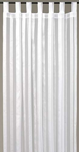 Dekoschal Gardine Vorhang Streifen halbtransparent Auswahl: Schlaufenschal 140x 245cm weiß - perlweiß