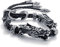 Feilok Vintage Drache Köpfe Phönix Schwanz verstellbar Armband/Armreif für Damen/Herren, mit Schwarz Leder Kord