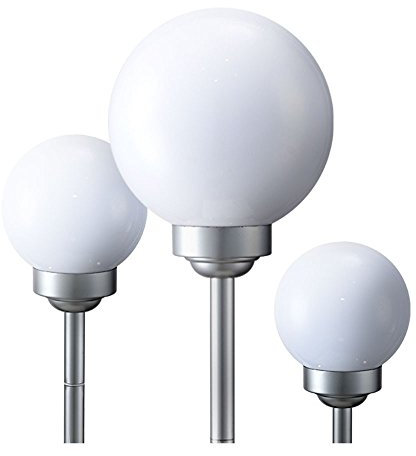 etc-shop 3er Set LED Solar Außen Leuchte Garten Deko Steck Lampen Kugeln weiß 15 und 25 cm