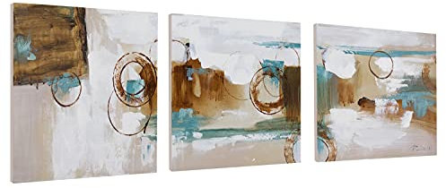 KunstLoft® Acryl Gemälde 'Rätselhafte Aussicht' 120x40cm | original handgemalte Leinwand Bilder XXL | Abstrakt dreiteilig braun grau | Wandbild Acrylbild moderne Kunst mehrteilig mit Rahmen