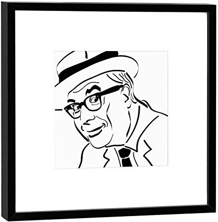 designersgroup Grafik Kunstdruck-Komiker 27x27cm-Motiv: Heinz Erhardt, Holz, Schwarz-Weiß, 27 x 27 cm (dunkler Rahmen)