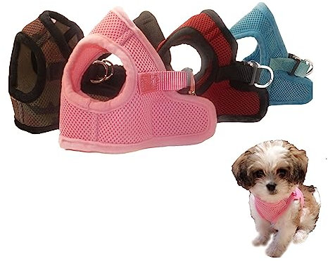 Snazzi Pet Soft Mesh Comfy Step in Dog Vest Harness Tiny XS Small Dogs 2-16 lbs Teacup Mini Toy Puppy (Baby Pink, XS 9.5-11.5 2-4 lbs)
