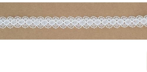Spitzenband 15mm x 10m - FARBAUSWAHL - farbecht & waschbar - Vintage Spitzenborte für Hochzeit - Borten und Bänder zum Nähen Dekorieren Basteln - Weiß 029