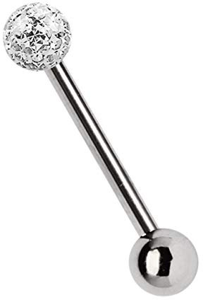 Modern Nature Piercingschmuck Titan Zungenpiercing Stab in 1,6 x 14 mm mit Epoxy Kugel in klar