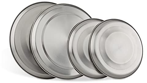 Relaxdays Coperchio Piano Cottura, Set di 4 Coprifornelli, per Piastra Elettrica, Copri Fornello, Acciaio Inox, Argento