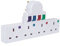 Plug-in 4 way mains adaptor with surge protection