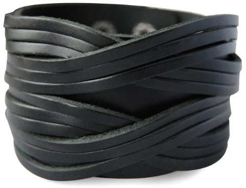 axy LAB1-14 LEDERARMBAND BREIT Serie! ECHT Leder Armband Leather Bracelet! Surferarmband Herren (Schwarz)